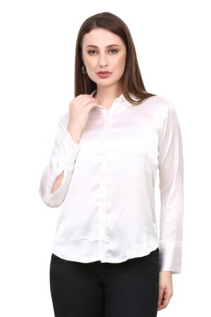 Women White Satin Shirt