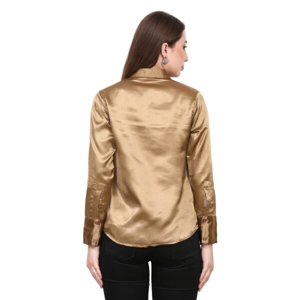 Women Golden Satin Shirt - Image 2
