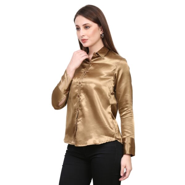 Women Golden Satin Shirt - Image 3