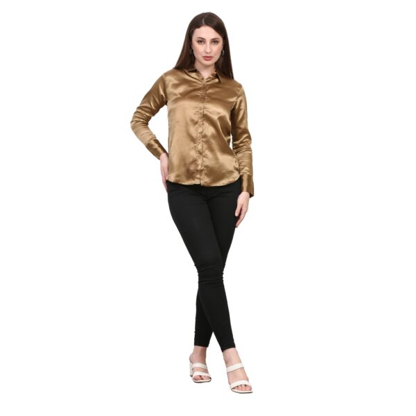 Women Golden Satin Shirt - Image 4