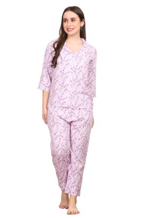Women Printed Floral Night Suit Set