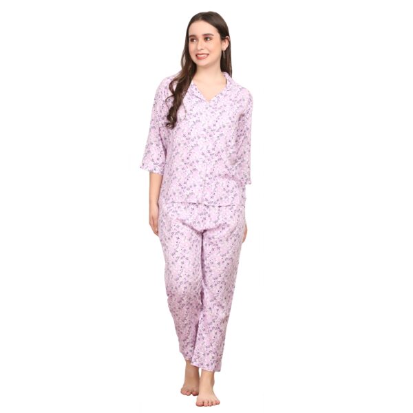 Women Printed Floral Night Suit Set