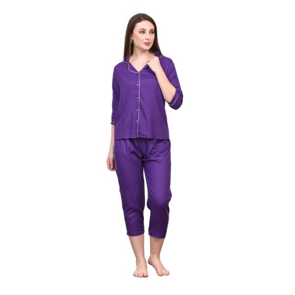 Purple Women Capri Night Suit Set - Image 3