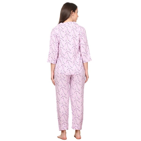 Voilet Floral Printed Night Suit For Women - Image 4