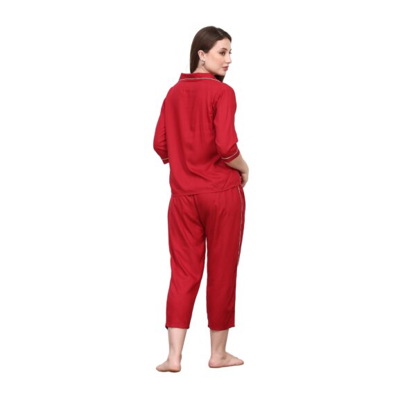 Red Women Capri Night Suit Set - Image 2