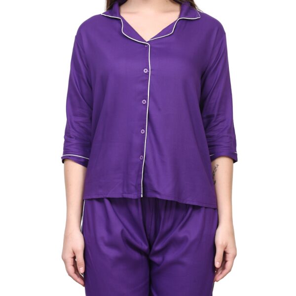 Purple Women Capri Night Suit Set - Image 4