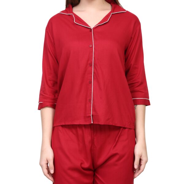 Red Women Capri Night Suit Set - Image 3